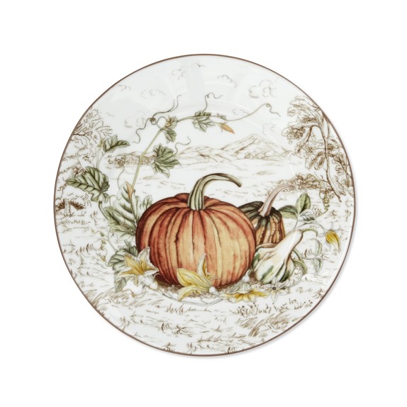 New WILLIAMS SONOMA Plymouth Pumpkin Dinner Plate One