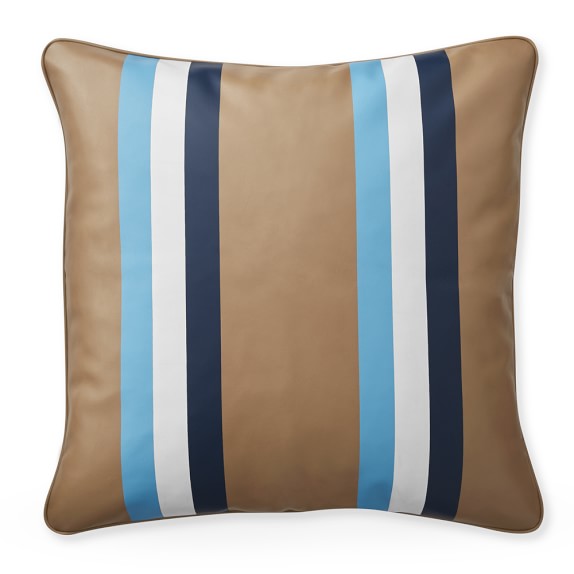 blue leather pillow