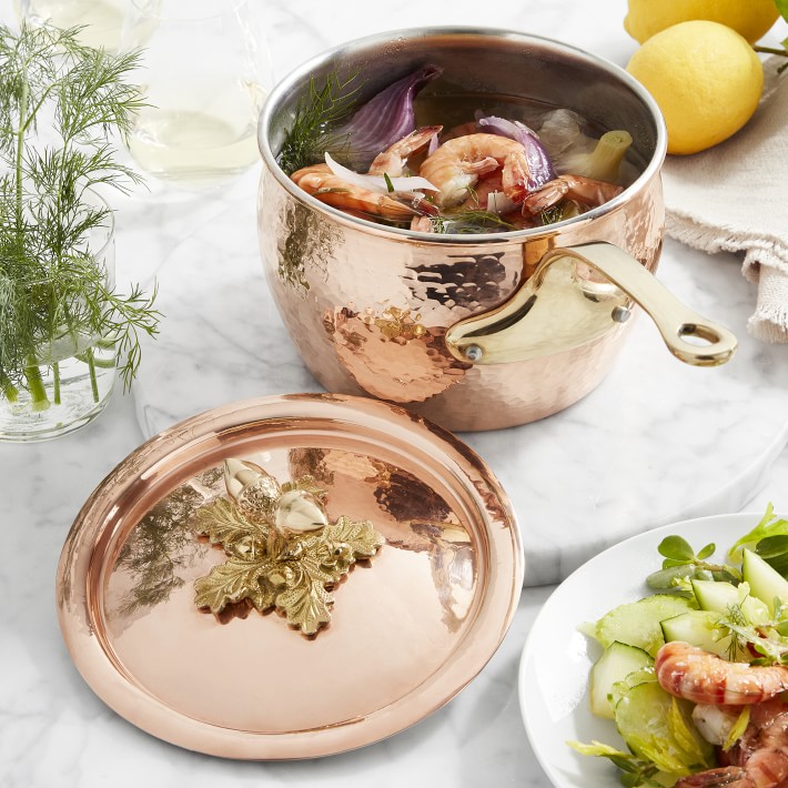 Ruffoni Historia Hammered Copper Sauce Pot with Acorn Knob 2 1/2Qt