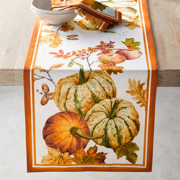 Williams-Sonoma Heirloom Pumpkin Tablecloth 70” X108” 