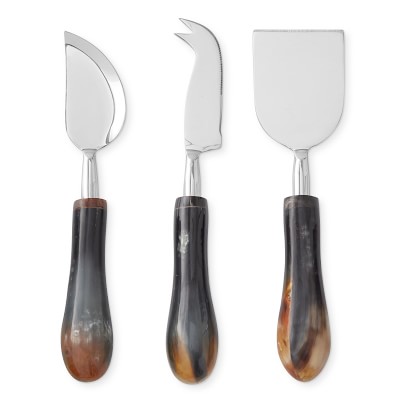 Williams Sonoma Cheese Knives Black Horn Set of 4 Pcs Brand New 