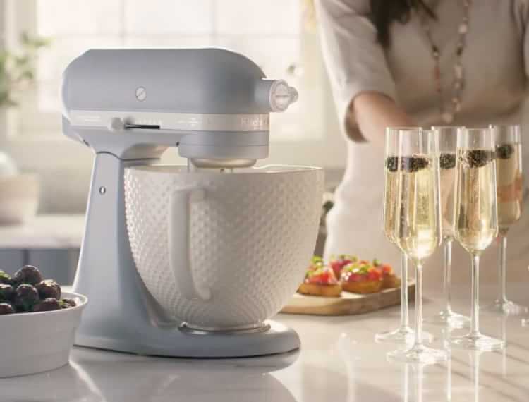 kitchenaid artisan stand mixer with 5qt ceramic hobnail bowl
