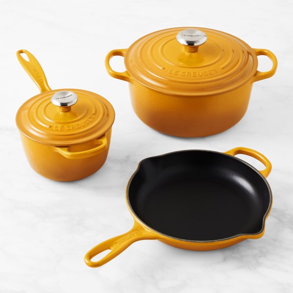 Color: Nectar | Le Creuset Signature Enameled Cast Iron 5-Piece Cookware Set