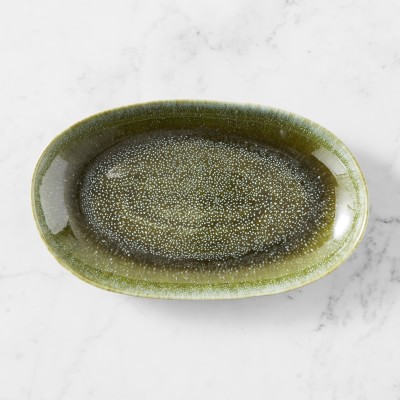 Cyprus Reactive Glaze Small Oval Platter, Green