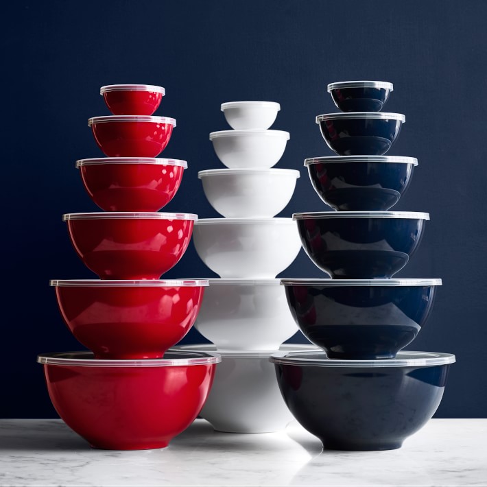 Navy Blue Melamine Mixing Bowls with Lid Set of 6 Williams Sonoma