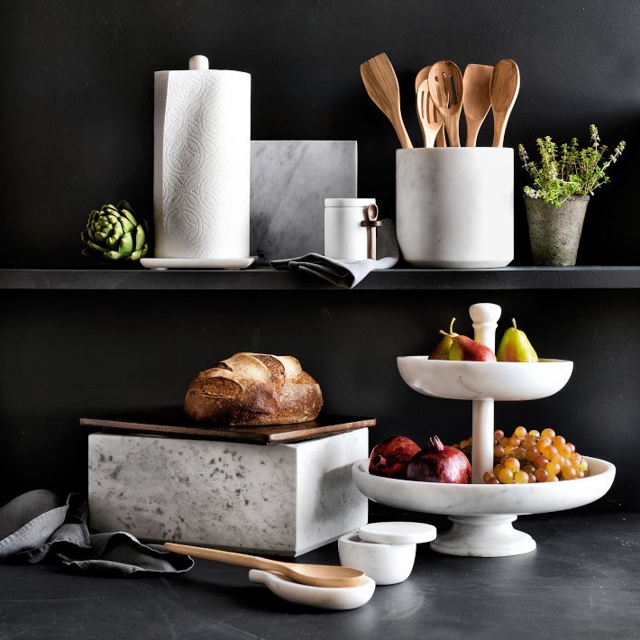 Williams Sonoma Marble Partitioned Utensil Holder Kitchen Counter