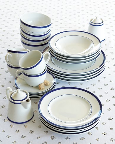 Brasserie Blue-Banded Porcelain Cereal Bowls