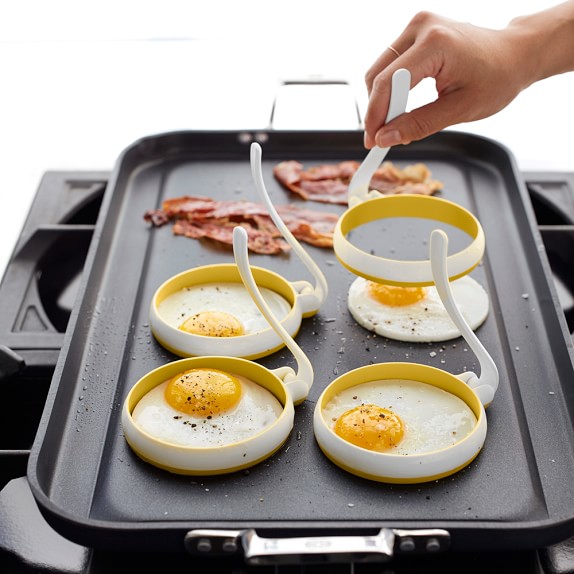 2pcs Non Stick Metal Egg Ring Frying Circle Round Fried/Poached Mould &Handle