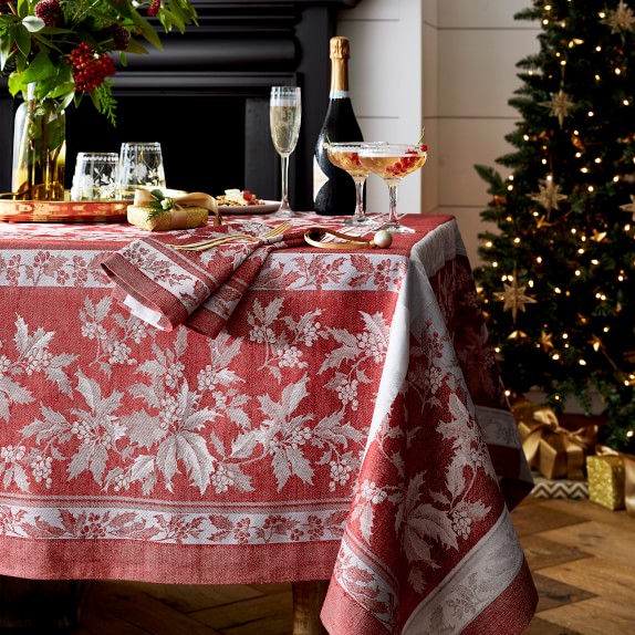NEW 2 PC Williams Sonoma Christmas Tree Jacquard Kitchen Towels Napkins Italy 