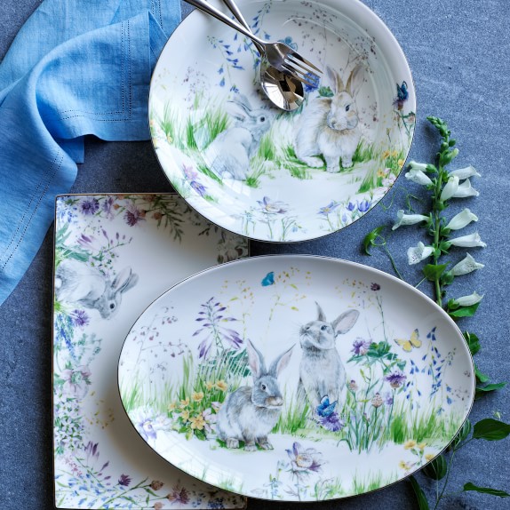Pottery Barn Meadow Easter Bunny Serving Platter for sale online 