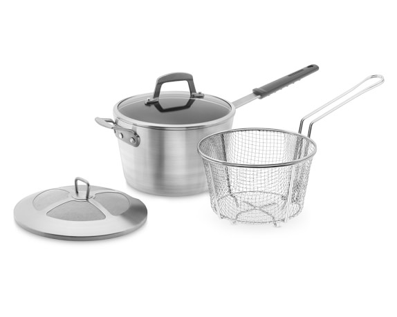 Stainless Steel Induction Deep Chip Pan Fryer Pot With Lid & Basket High Quality 