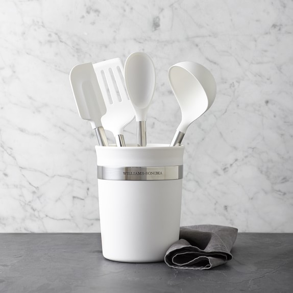 white cooking utensil set