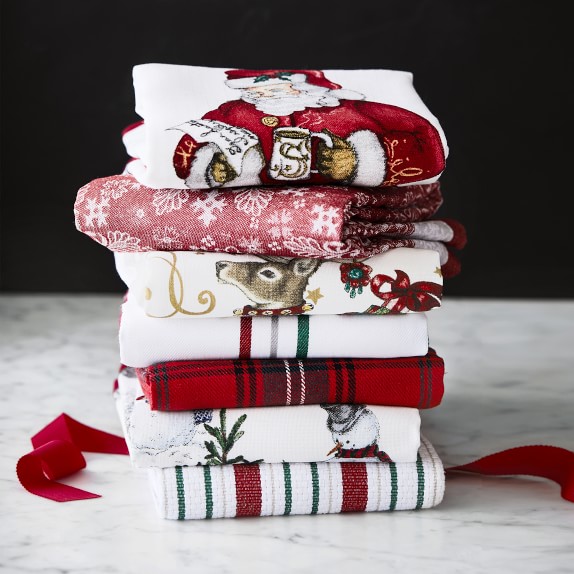 Williams Sonoma Christmas Snowman White Cotton Towel New 