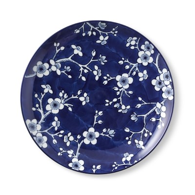 Japanese Garden Dinner Plates, Set of 4, Blue