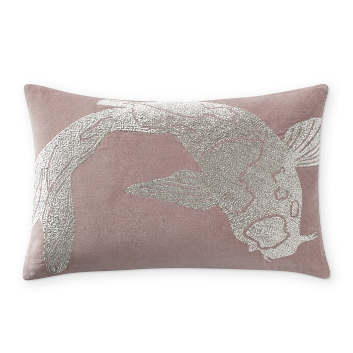 Blush Koi Zardozi Lumbar Pillow Williams Sonoma
