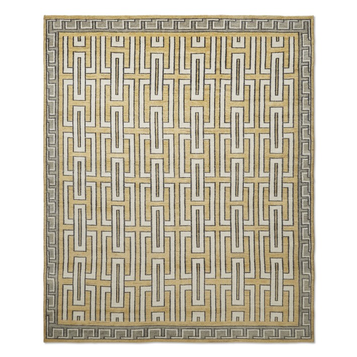 Neoclassical Glacier Blue Hand Knotted Rug Williams Sonoma
