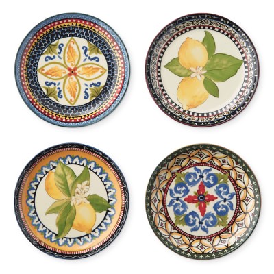 Sicily Mixed Appetizer Plates, Set of 4