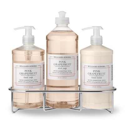 Williams Sonoma Pink Grapefruit Hand Soap & Lotion 4-Piece Set, Classic, Stainless-Steel
