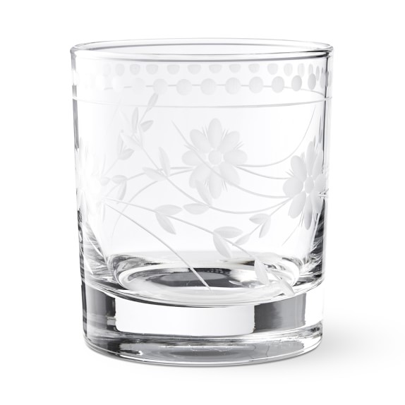 Vintage Etched Double Old-Fashioned Glasses