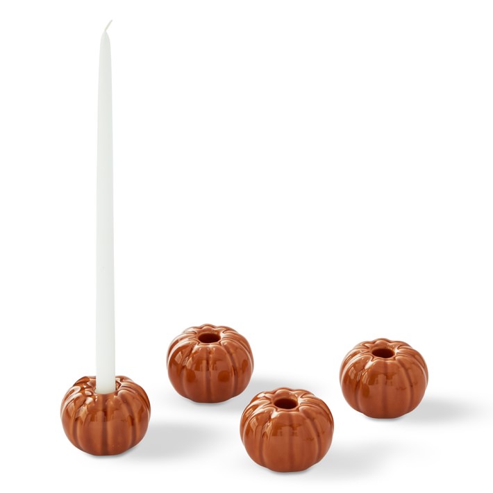Pumpkin Tiny Taper Candle Holders Set of 4 Williams Sonoma