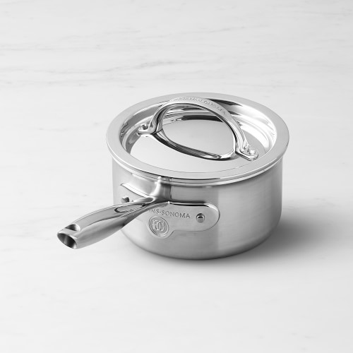 Williams Sonoma Signature Thermo-Clad™ Brushed Stainless-Steel Saucepan, 1 1/2-Qt.