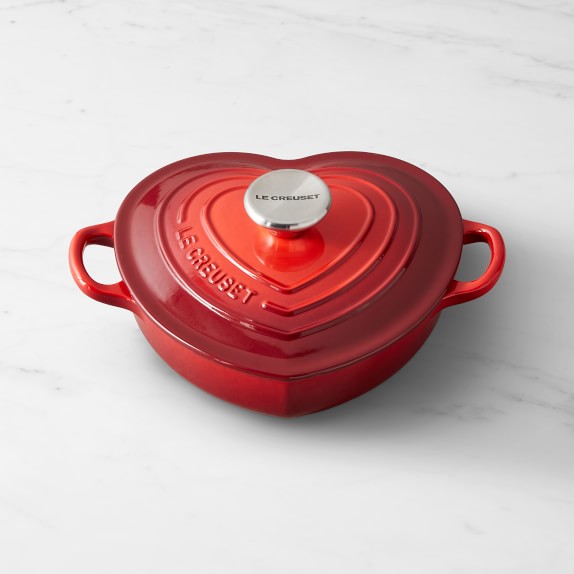 Le Creuset L2002-0214 Enameled Cast Iron 1 1/8 quart Shallow Heart Oven with Stainless Steel Knob Hibiscus 1-1/8