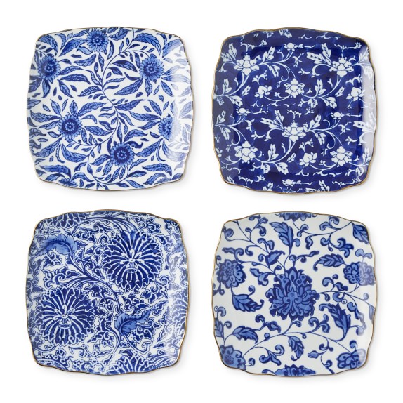 Marlo Thomas Blue Floral Appetizer Plates, Set of 4 | Williams Sonoma