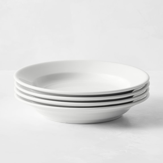 Set Of 4 Pure White Handled Soup Bowls & Plates 260ml 9oz Porcelain Soup Bowls 