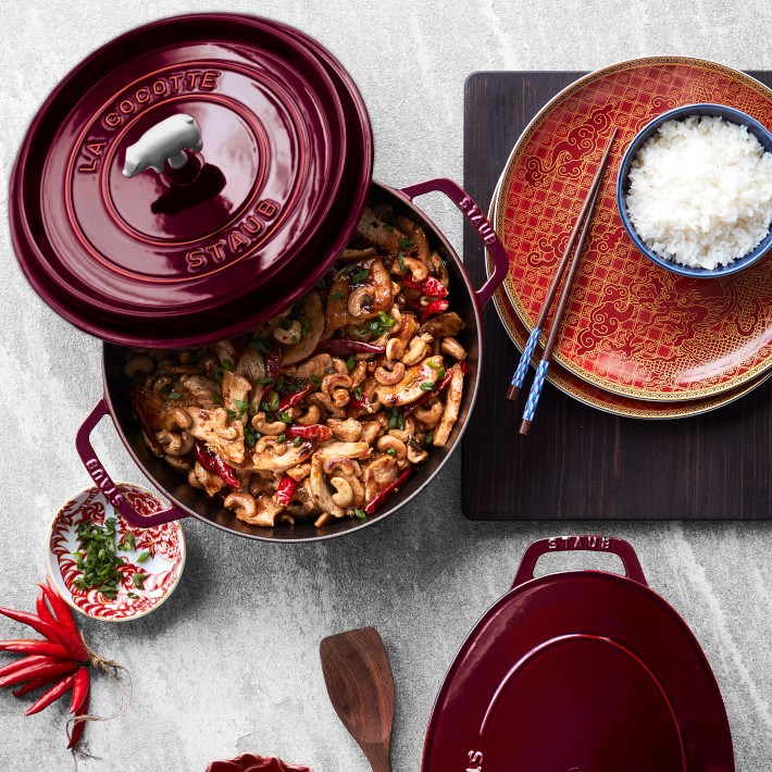 Staub Enameled Cast Iron Round Wide Dutch Oven, 6Qt. Williams Sonoma