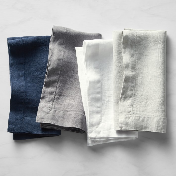 8 Williams Sonoma Italian Washed Linen  Napkins Set of Eight NWT Port Burgundy 