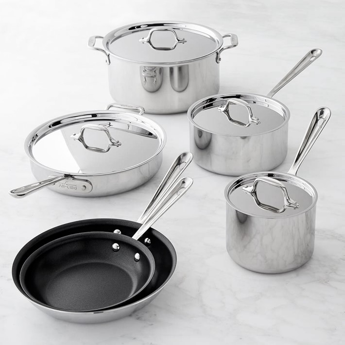 All-Clad D3 Tri-Ply Stainless-Steel Nonstick 10-Piece Cookware Set ...