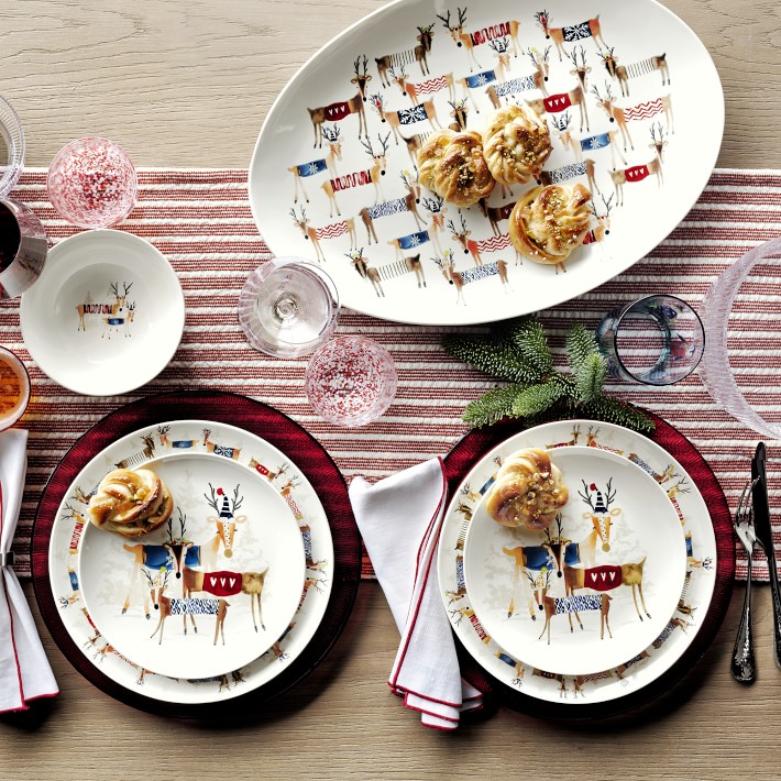 Natale Reindeer Dinner Plates, Set of 4 Williams Sonoma
