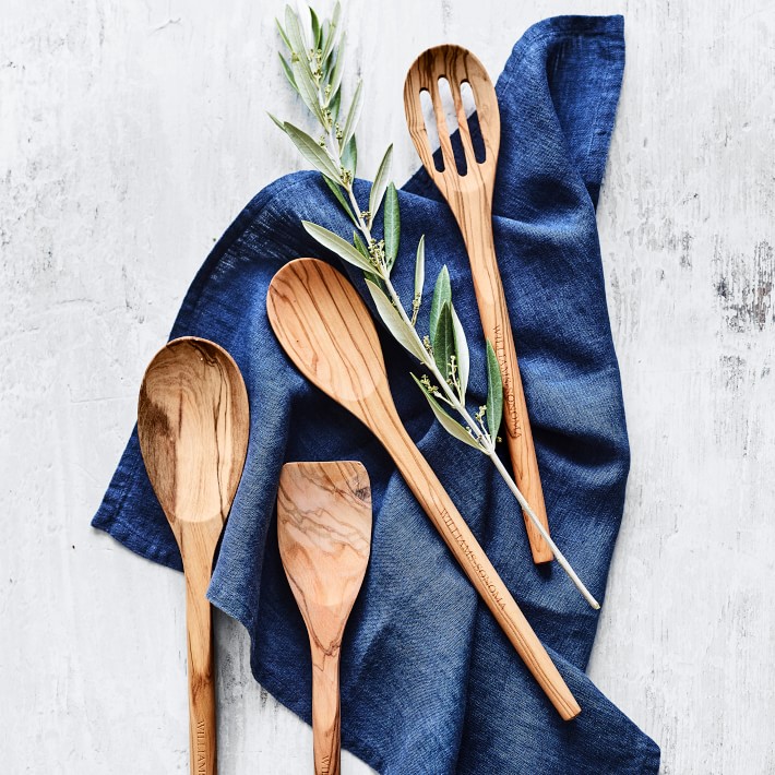 Williams Sonoma Olivewood Serving Spoons Set of 4 Williams Sonoma