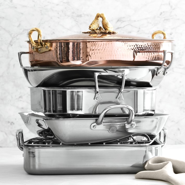 AllClad StainlessSteel Flared Roasting Pans Williams Sonoma