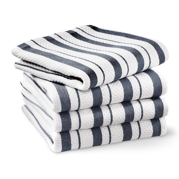 Williams-Sonoma KOREAN Logo Kitchen Towels NWT 30" x 20" Dark Blue 