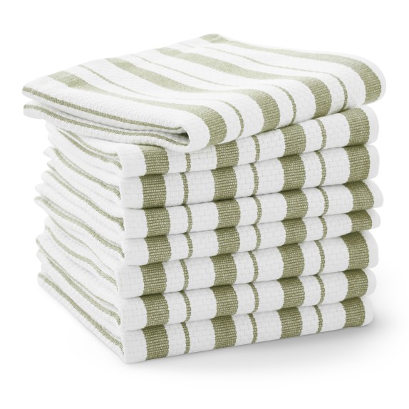Sage Green Williams Sonoma Bay Stripe Kitchen Towels Set of 4 