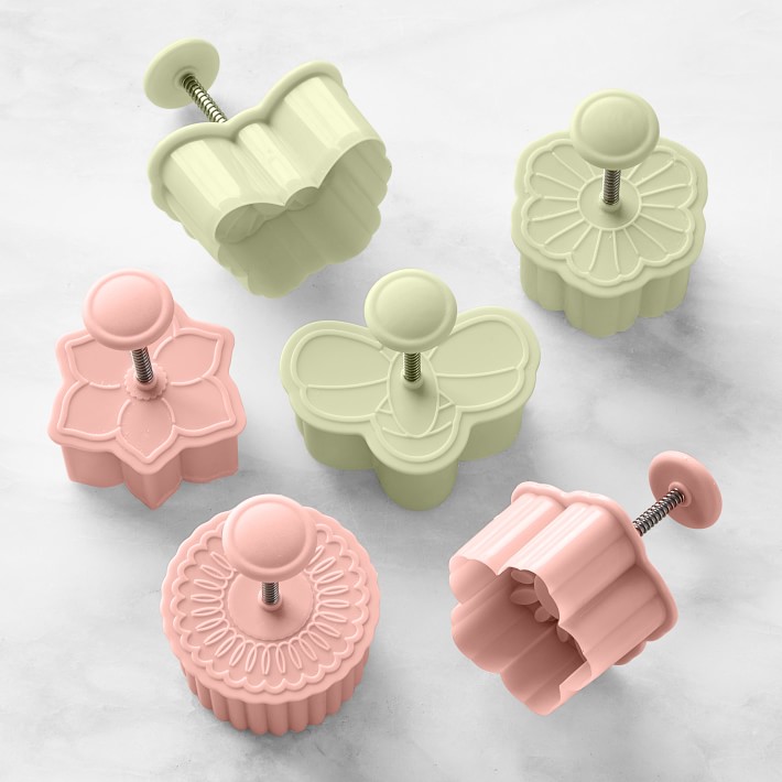 Williams Sonoma Spring Floral Thumbprint Cookie Stamps Set of 6