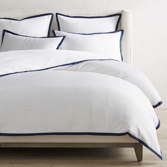 white duvet blue trim