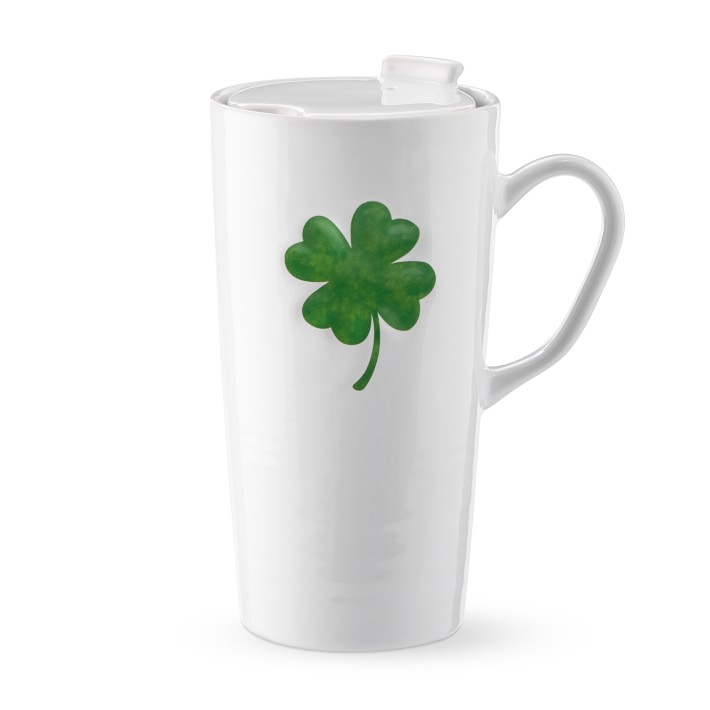 Gift For St Patricks Irish Shamrock White Reusable Travel Mug Daryn 