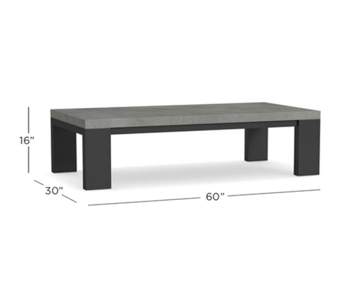 Larnaca Outdoor Slate Grey Metal Fiberstone Coffee Table | Williams Sonoma