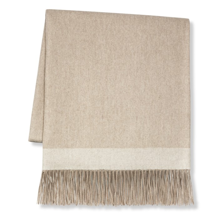 Oatmeal Border Reversible Cashmere Throw | Williams Sonoma