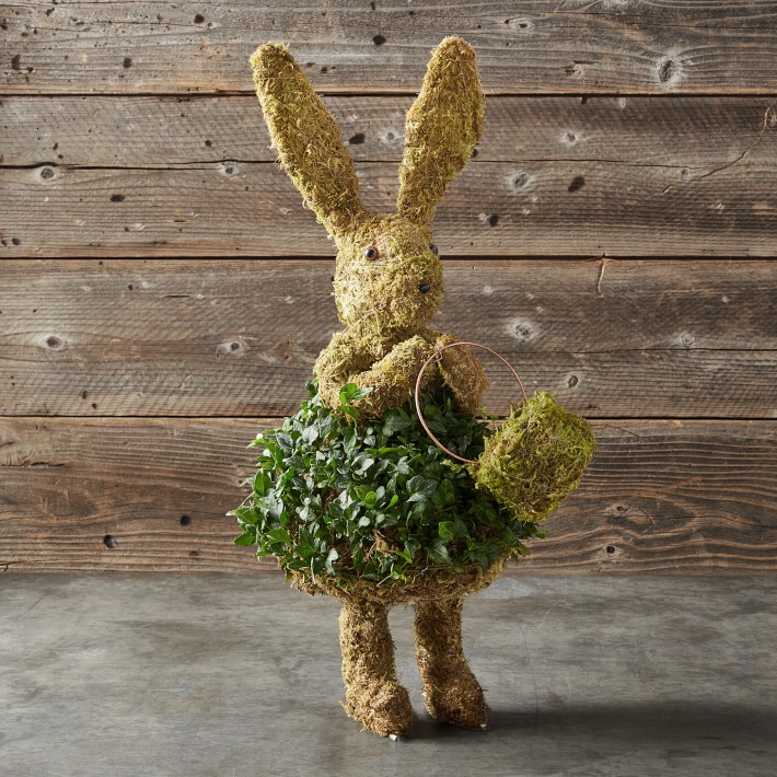 Easter Bunny with Basket Ivy & Moss Topiary | Williams Sonoma