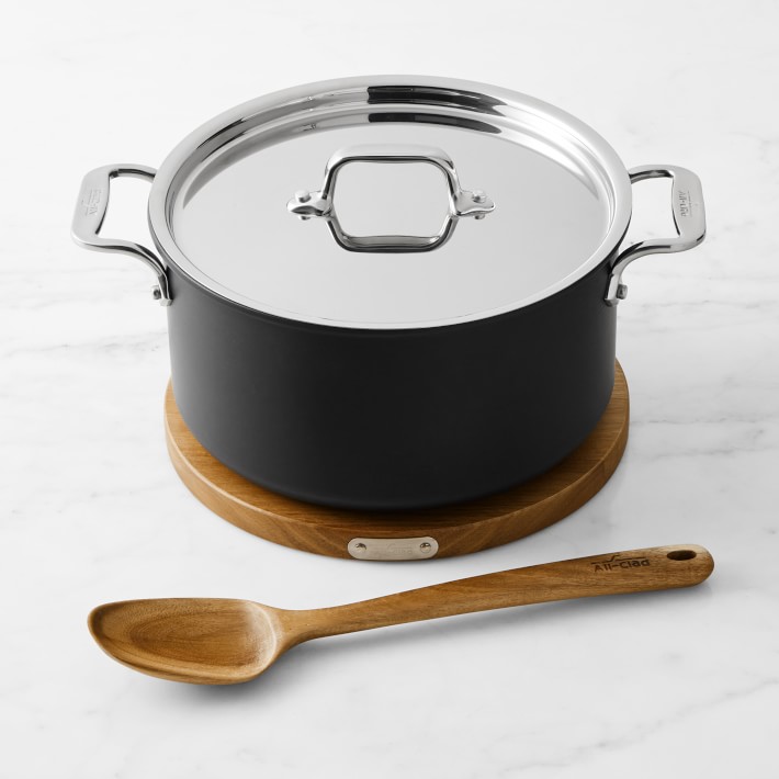 AllClad NS1 Nonstick Induction Dutch Oven with Wood Trivet & Spoon
