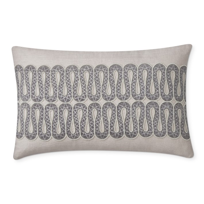 Selena Linen Zardozi Lumbar Patterned Throw Pillow Williams Sonoma