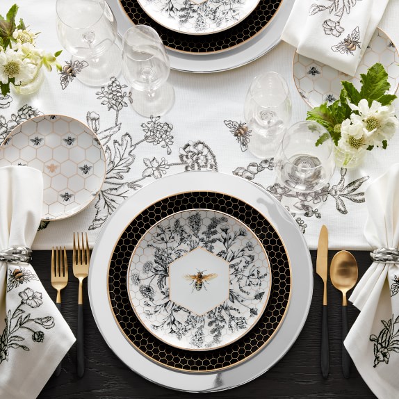 Details about   Williams Sonoma Bee Honeycomb Dinner & Salad Plates Set of 8 Black & White NEW 