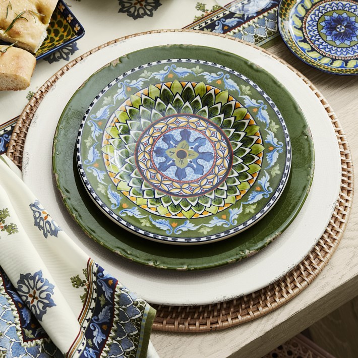 Sicily Ceramic Mixed Appetizer Plates, Set of 4, Blue & Green Williams Sonoma
