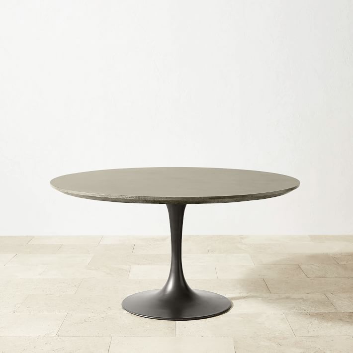 grey round outdoor dining table