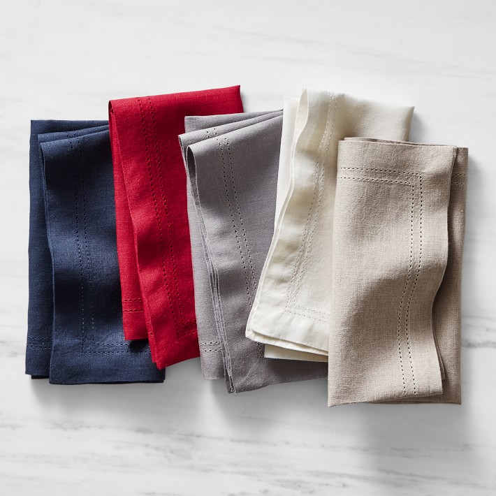 Linen Double Hemstitch Cloth Napkins Williams Sonoma