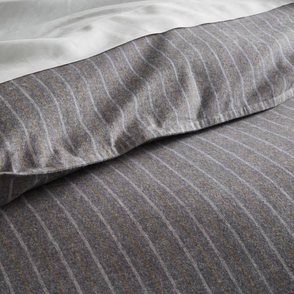 flannel pinstripe duvet cover