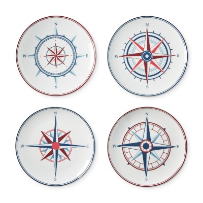 Maritime Appetizer Plates, Mixed, Set of 4